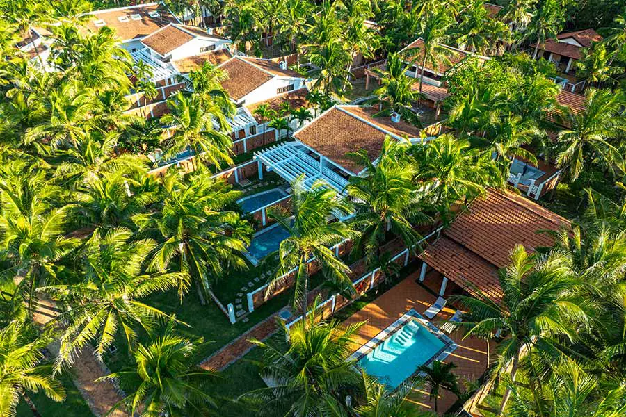 aerial view rmh le belhamy beach resort